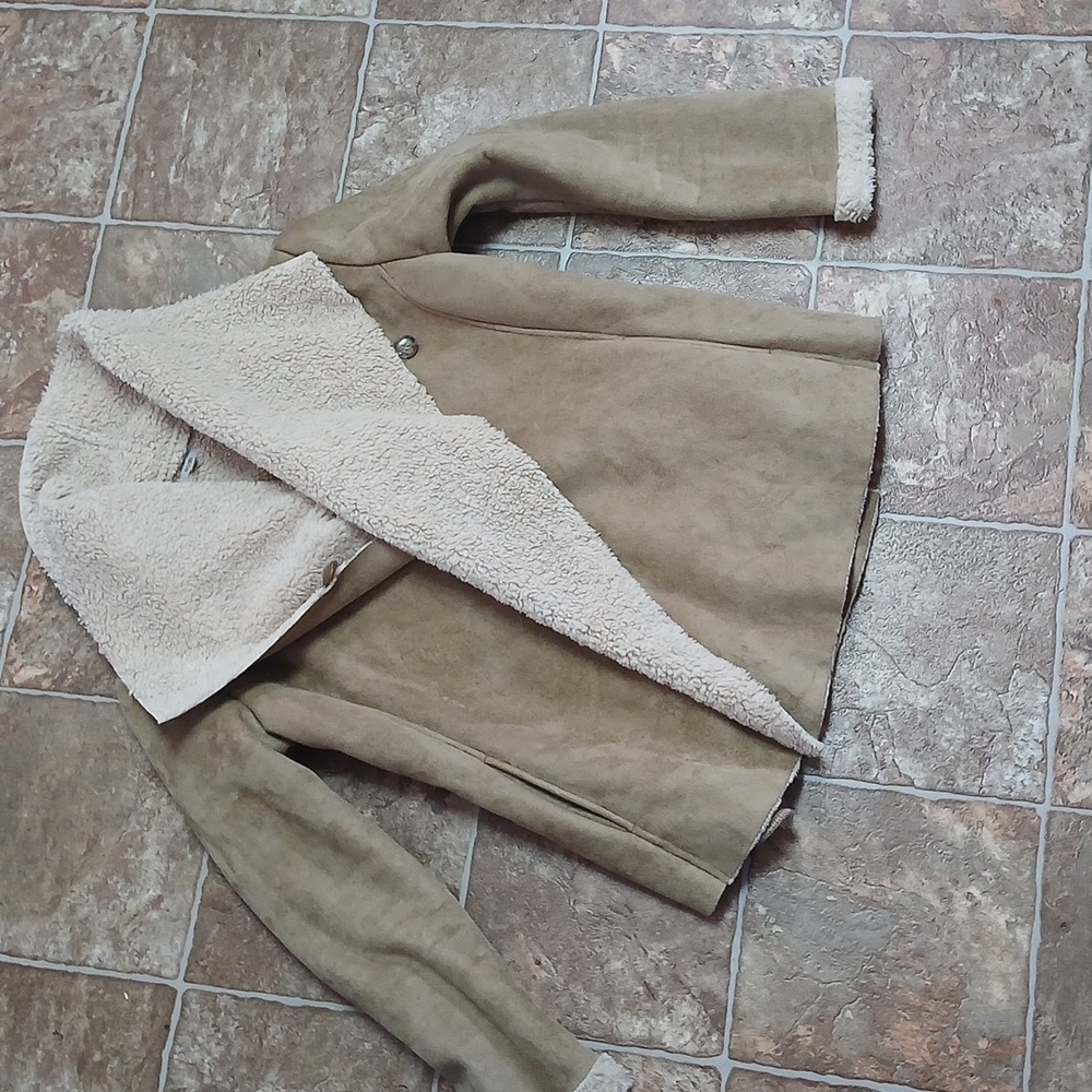 Ecote Tan and Cream Shearling Jacket